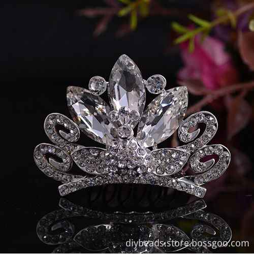 2015 luxury bride alloy silver plated with rhinestone crown